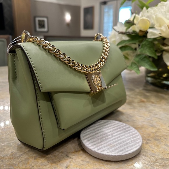 Michael Kors MK Lita Medium Leather Shoulder Crossbody Bag Green - Picture 5 of 13